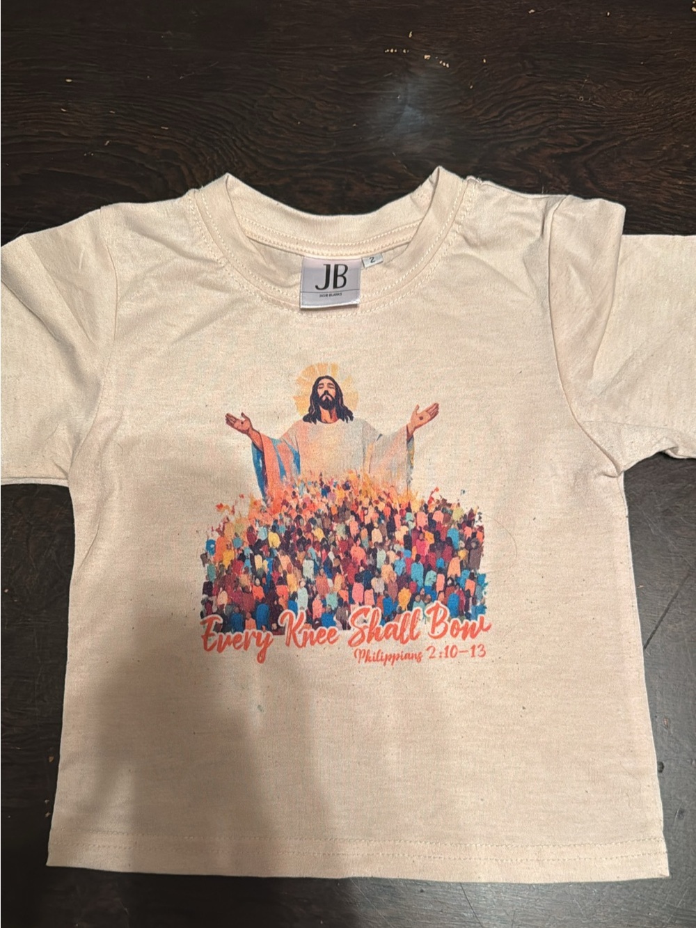 JBU Cream Graphic Tee with Multicolor Faith Illustration